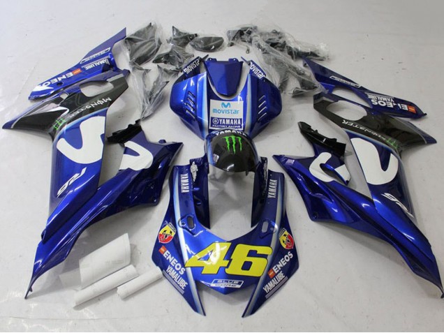 2017-2023 Yamaha YZF R6 Motorcycle Fairings - White Blue Green Monster MoviStar Australia