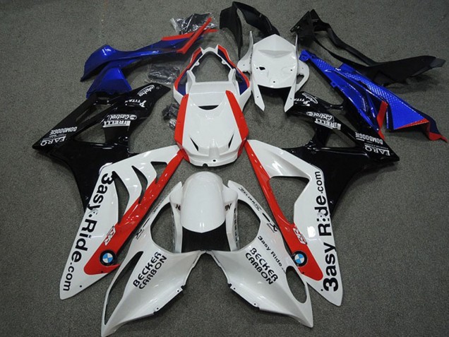 2009-2014 BMW S1000RR Motorcycle Fairings - White Red Blue Glossy Black Becker Carbon Australia