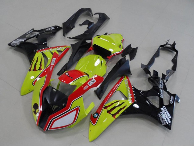 2009-2014 BMW S1000RR Motorcycle Fairings - Neon Yellow Red Glossy Black Monster Australia
