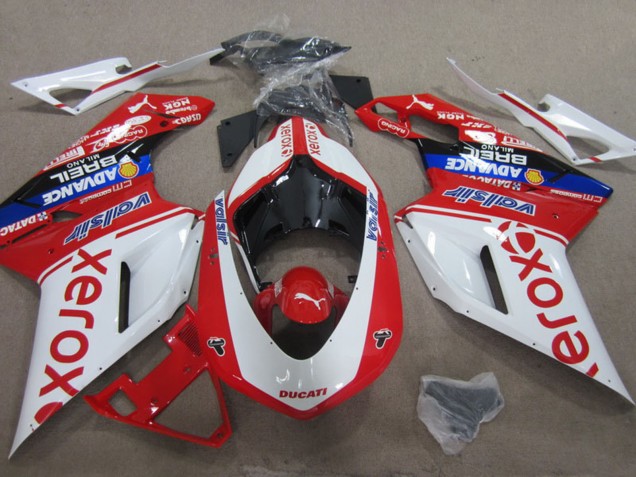 2007-2014 Ducati 1098 Motorcycle Fairings - White Red Blue Black Valsir Xerox Australia