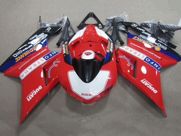 2007-2014 Ducati 1098 Motorcycle Fairings - Red White Black Info Strada Advance Australia