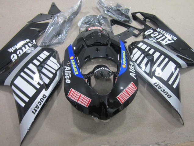2007-2014 Ducati 848 1098 1198 Motorcycle Fairings - Silver Red Blue Glossy Black Alice Australia