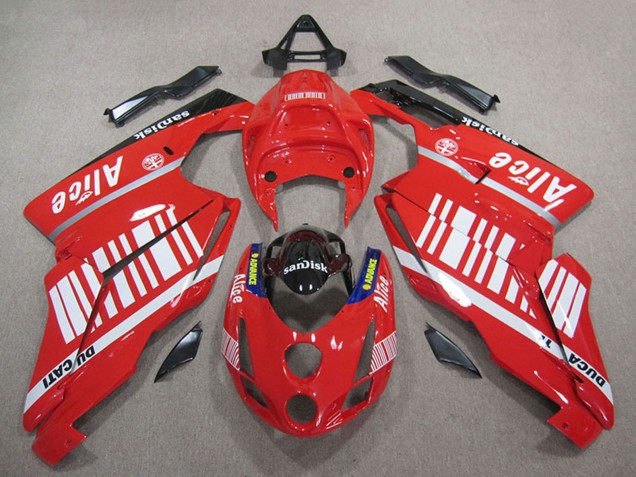 2005-2006 Ducati 749 999 Motorcycle Fairings - Red White Glossy Black Alice Sandisk Australia