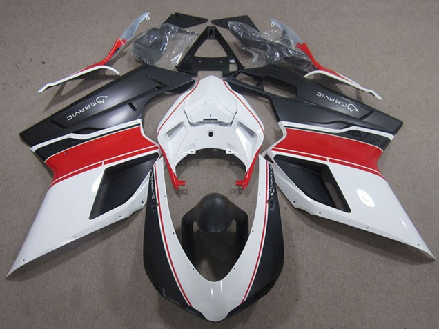 2007-2014 Ducati 848 1098 1198 Motorcycle Fairings - White Red Matte Black Marvic Australia