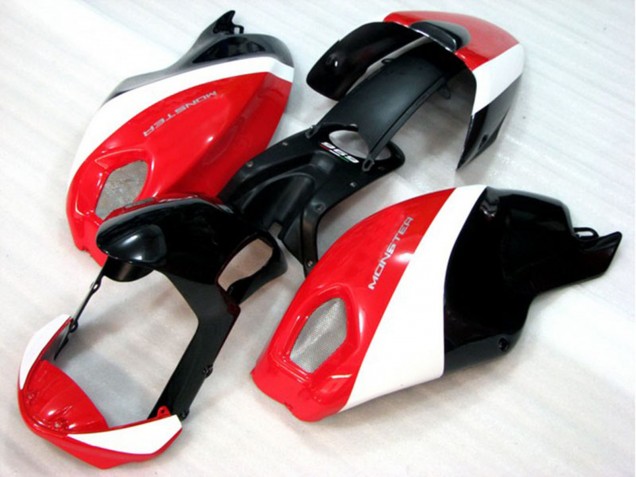 2008-2012 Ducati Monster 696 Motorcycle Fairing - White Red Glossy Black Australia