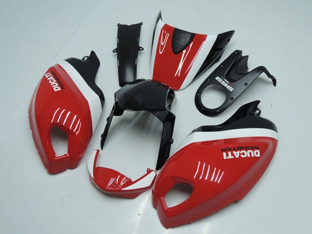 2008-2012 Ducati Monster 696 Motorcycle Fairings - White Red Glossy Black Australia