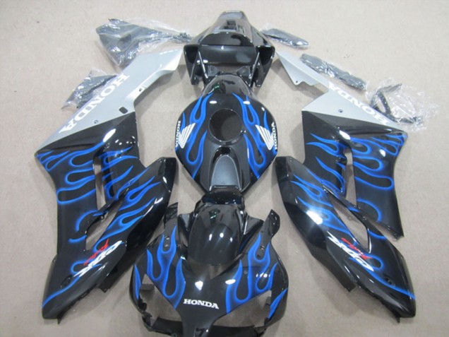 2004-2005 Honda CBR1000RR Motorcycle Fairings - Glossy Black Blue Flame Australia