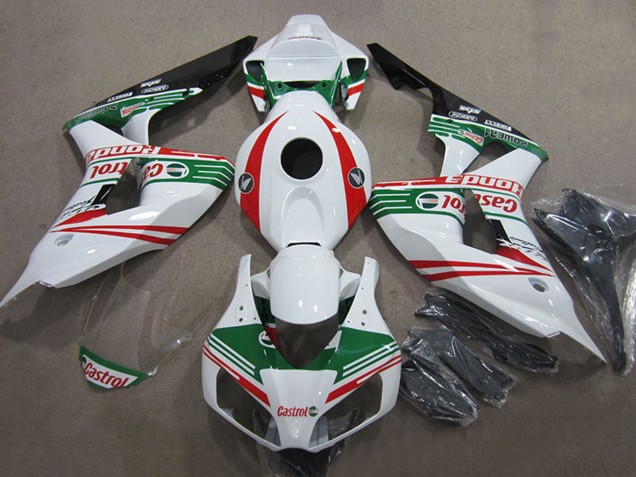 2006-2007 Honda CBR1000RR Motorcycle Fairings - White Red Green Glossy Black Castrol Australia