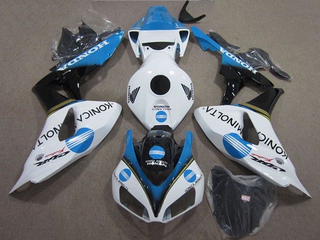2006-2007 Honda CBR1000RR Motorcycle Fairings - White Light Blue Glossy Black Konica Minolta Australia