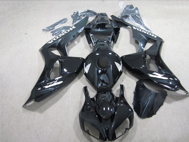 2006-2007 Honda CBR1000RR Motorcycle Fairings - Glossy Black White Decals Australia