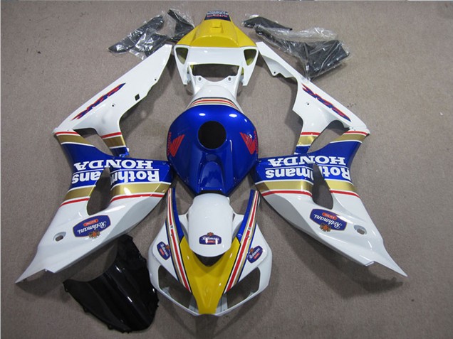 2006-2007 Honda CBR1000RR Motorcycle Fairings - White Blue Yellow Gold Rothmans Australia