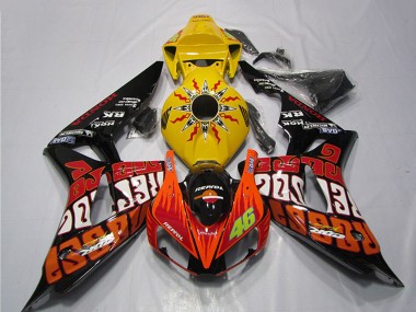 Affordable 2006-2007 Honda CBR1000RR Motorcycle Fairings - Yellow Orange Glossy Black Rossi Repsol 46 Australia