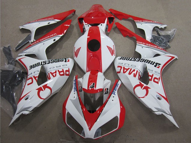 2006-2007 Honda CBR1000RR Motorcycle Fairings - White Red Pramac Bridgestone Australia
