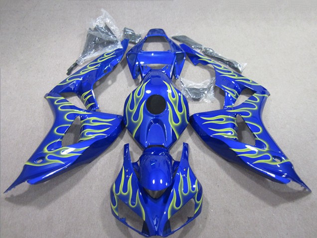 2006-2007 Honda CBR1000RR Motorcycle Fairings - Blue Green Flame Australia