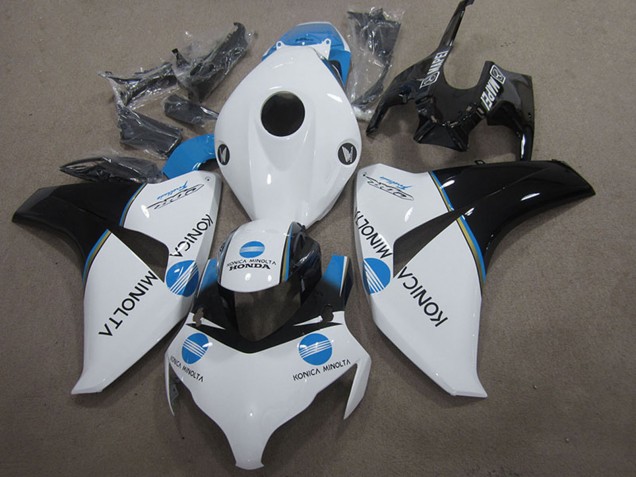 2008-2011 Honda CBR1000RR Motorcycle Fairing - White Blue Glossy Black Konica Minolta Australia