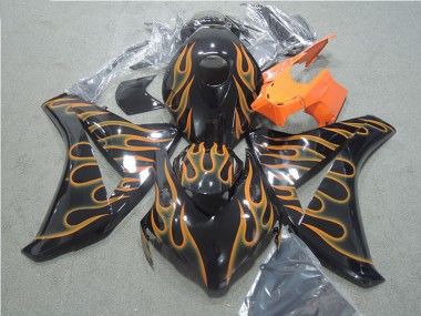 Affordable 2008-2011 Honda CBR1000RR Motorcycle Fairings - Glossy Black Orange Flame Australia