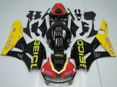 Affordable 2012-2016 Honda CBR1000RR Motorcycle Fairings - Red Yellow Glossy Black HRC One Heart GEICO Australia