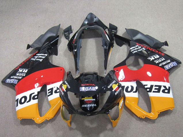 1999-2000 Honda CBR600 F4 Motorcycle Fairings - Orange White Red Glossy Black Repsol Australia