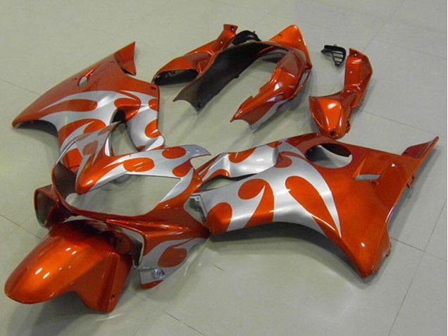 2004-2007 Honda CBR600 F4i Motorcycle Fairings - Silver Orange Flame Australia
