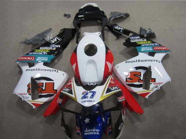 2003-2004 Honda CBR600RR Motorcycle Fairings - White Red Blue Glossy Black Denso 27 Australia