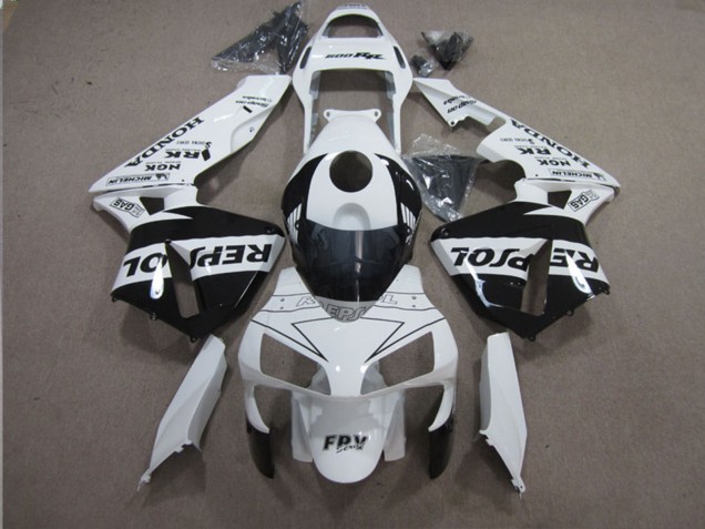 2003-2004 Honda CBR600RR Motorcycle Fairings - White Glossy Black Repsol Australia