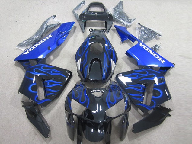 2005-2006 Honda CBR600RR Motorcycle Fairing Kits - Glossy Black Blue Flame Australia