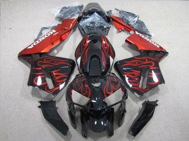 Affordable 2005-2006 Honda CBR600RR Bike Fairings - Glossy Black Red Flame Australia