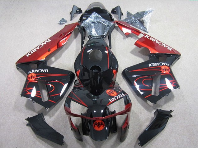 2005-2006 Honda CBR600RR Motorcycle Fairings - Glossy Black Red BACARDI Australia