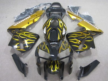 Affordable 2005-2006 Honda CBR600RR Motorcycle Fairings - Glossy Black Yellow Flame Australia