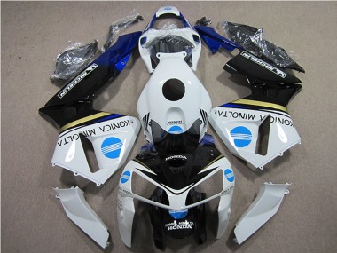 Affordable 2005-2006 Honda CBR600RR Motorcycle Fairings - White Blue Yellow Glossy Black Konica Minolta Australia