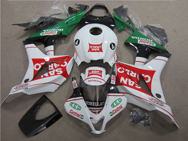 2007-2008 Honda CBR600RR Motorcycle Fairing - White Red Green San Carlo Australia