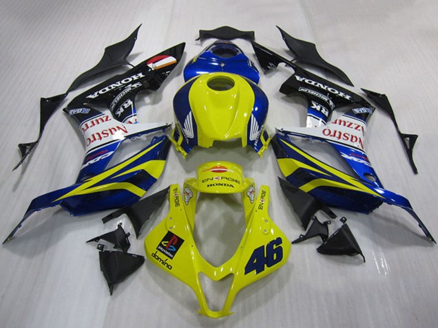 2007-2008 Honda CBR600RR Motorcycle Fairing - Yellow Blue White Glossy Black Nastro Azzurro Australia