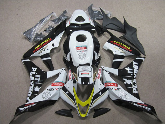2007-2008 Honda CBR600RR Motorcycle Fairings - White Gold Glossy Black PlayBoy HRC Australia