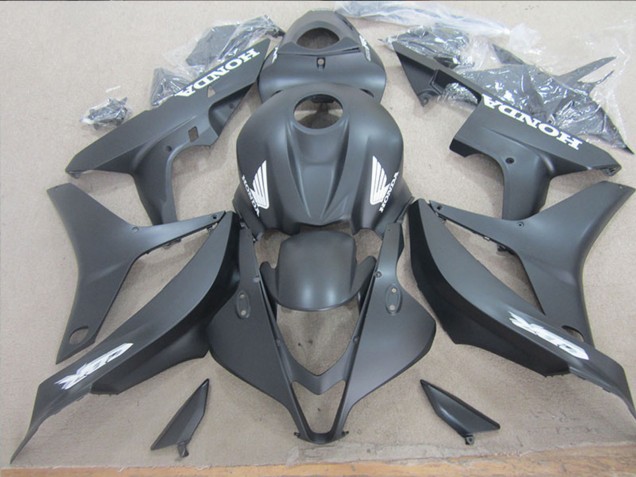 2007-2008 Honda CBR600RR Motorcycle Fairing - Matte Black White Decals Australia