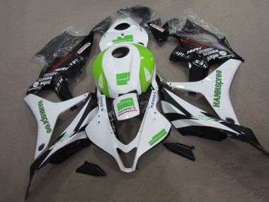 Affordable 2007-2008 Honda CBR600RR Motorcycle Fairing Kits - White Green Glossy Black Hannspree Australia