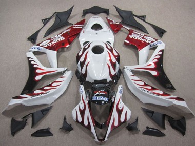 Affordable 2007-2008 Honda CBR600RR Motorcycle Fairings - White Red Glossy Black Flame Australia