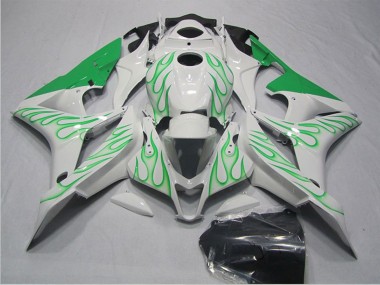 Affordable 2007-2008 Honda CBR600RR Motorcycle Fairings - White Green Flame Australia