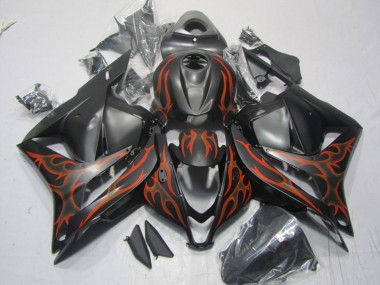 Affordable 2009-2012 Honda CBR600RR Motorcycle Fairings - Matte Black Orange Flame Australia