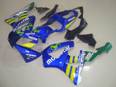 Affordable 2000-2001 Honda CBR900RR 929 Motorcycle Fairings - Blue Yellow Green MoviStar Castrol Australia