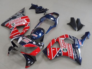 Affordable 2002-2003 Honda CBR900RR 954 Motorcycle Fairings - Blue Red Cycle World Castrol Australia