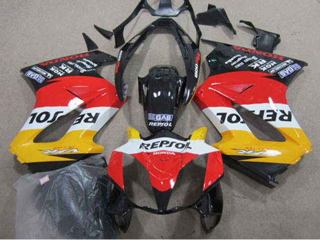 2002-2013 Honda VFR 800 Motorcycle Fairings - Yellow White Red Glossy Black Repsol Australia
