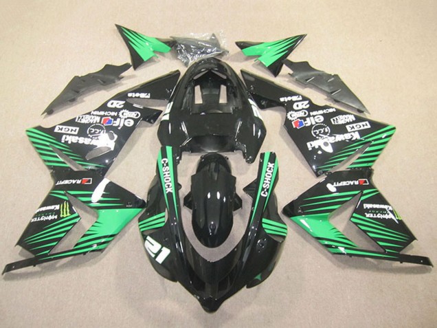2004-2005 Kawasaki ZX10R Motorcycle Fairings - Black Green C-Shock Monster Australia
