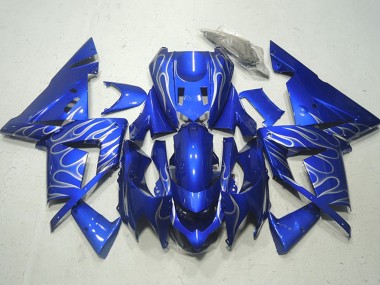Affordable 2004-2005 Kawasaki ZX10R Motorcycle Fairings - Blue White Flame Australia