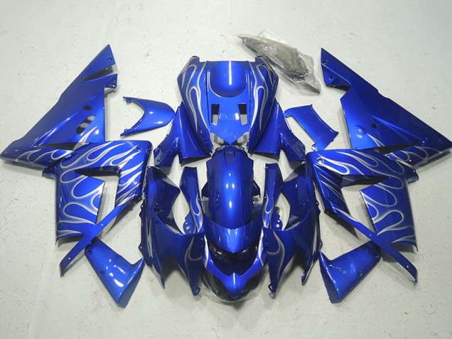 2004-2005 Kawasaki ZX10R Motorcycle Fairings - Blue White Flame Australia