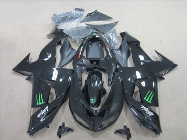 Affordable 2006-2007 Kawasaki ZX10R Motorcycle Fairings - Glossy Black Green Monster Australia