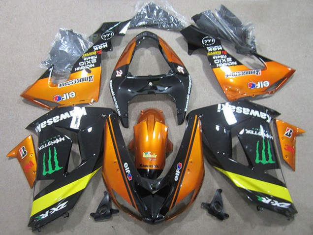 2006-2007 Kawasaki ZX10R Motorcycle Fairings - Orange Yellow Glossy Black Green Monster Australia