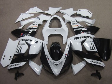 Affordable 2006-2007 Kawasaki ZX10R Motorcycle Fairings - White Glossy Black Elf Touch4 Monster Energy Australia