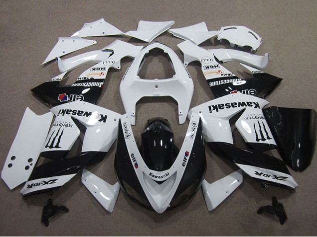 2006-2007 Kawasaki ZX10R Motorcycle Fairings - White Glossy Black Elf Touch4 Monster Energy Australia