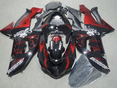 Affordable 2006-2007 Kawasaki ZX10R Motorcycle Fairings - Glossy Black Red Flame Alstare Corona Extra Australia