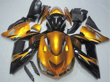 Affordable 2006-2011 Kawasaki ZX14R ZZR1400 Motorcycle Fairing - Gold Glossy Black Australia